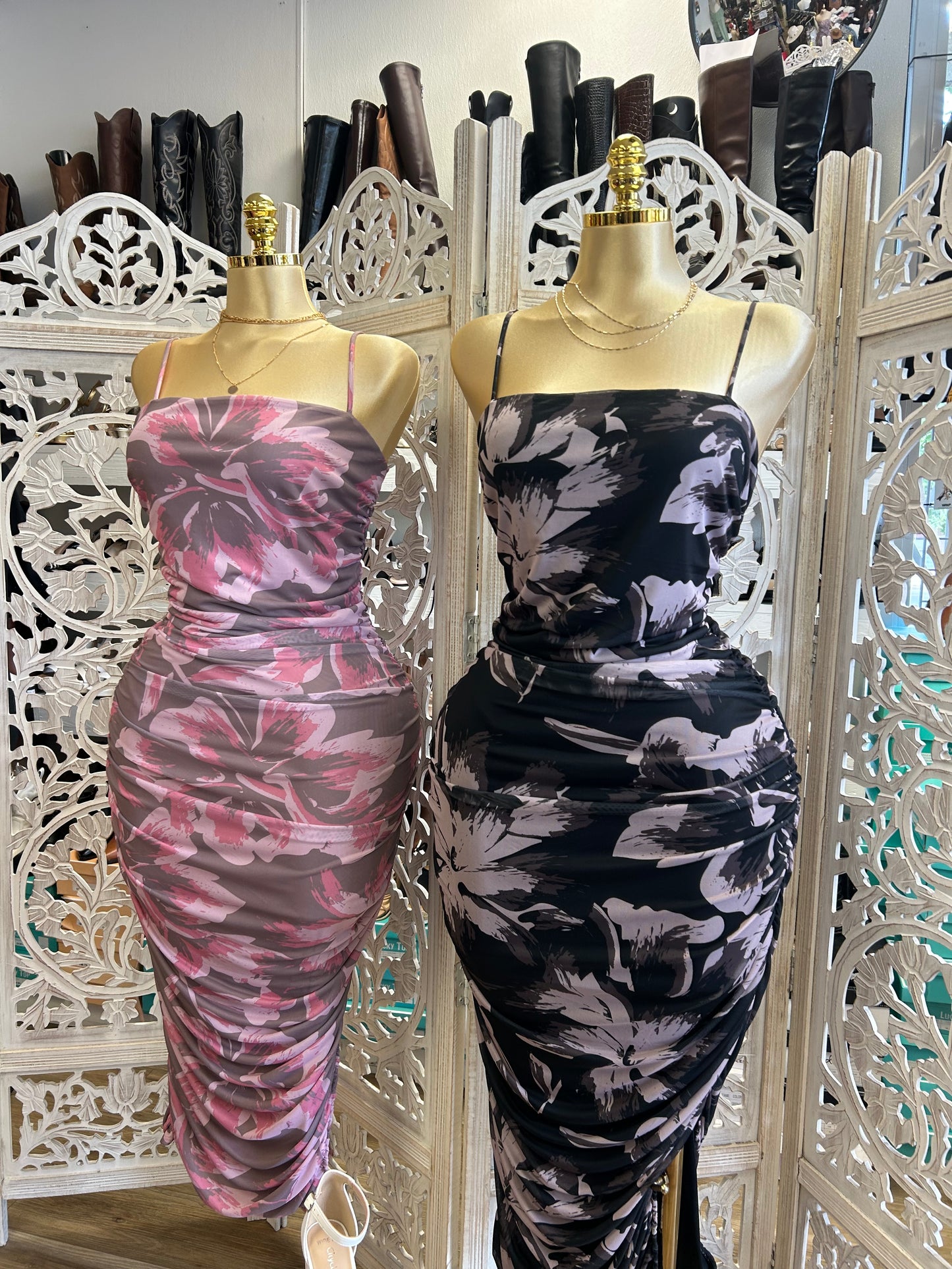Mesh strap sexy dress