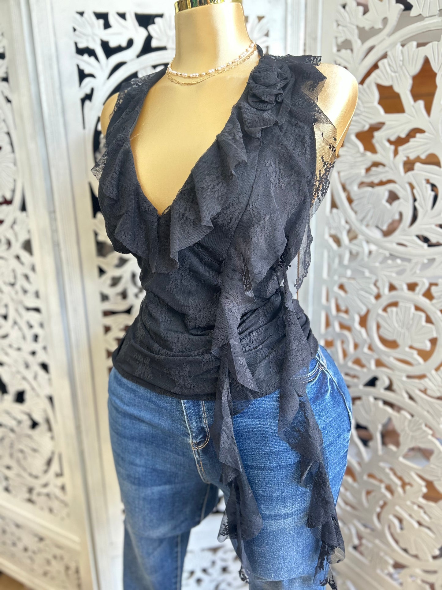 Floral draped shirt