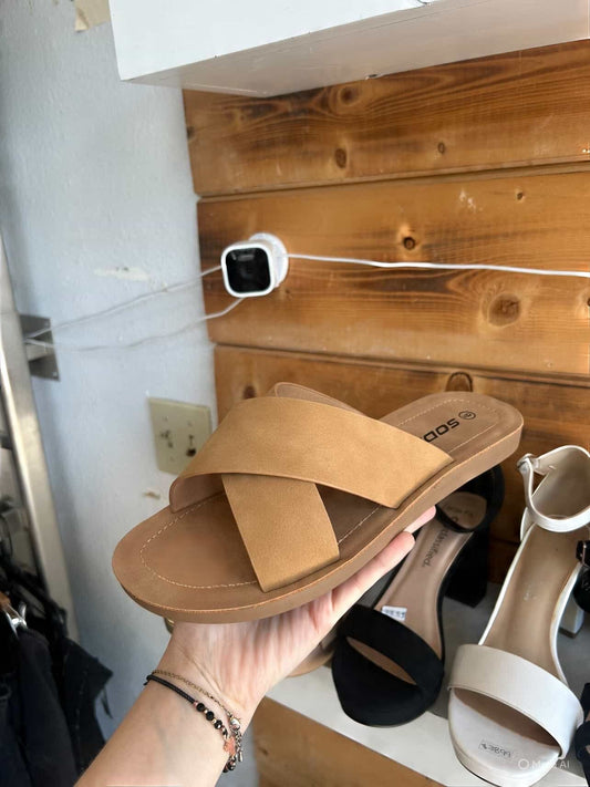 Wide fit cross sandal