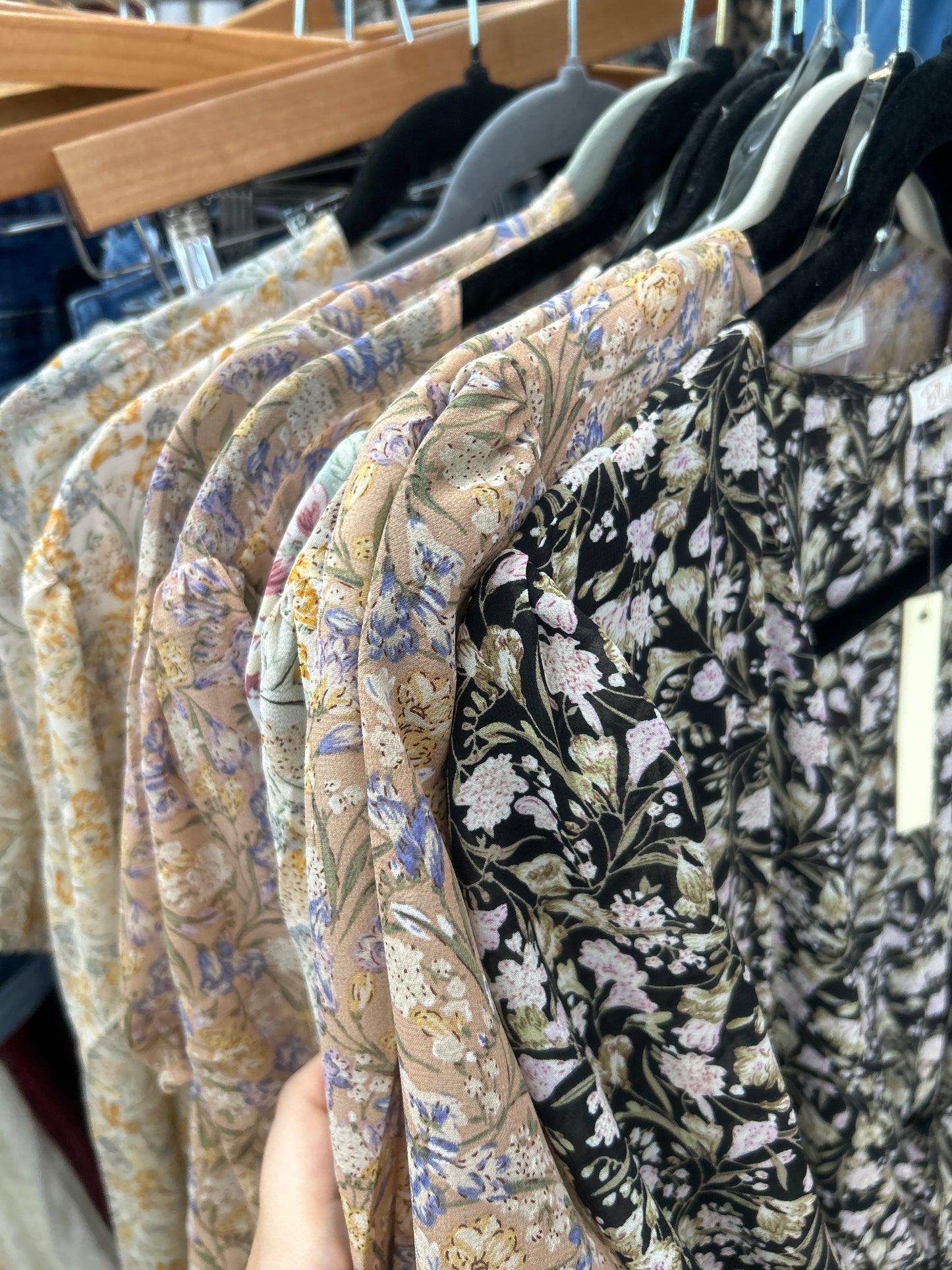Floral mini dress runs small size up )