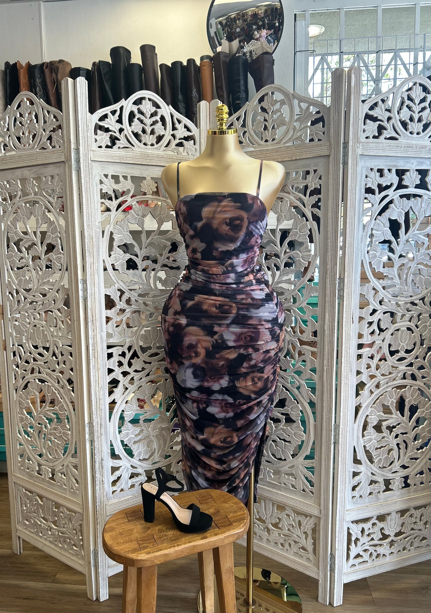 Mesh strap sexy dress