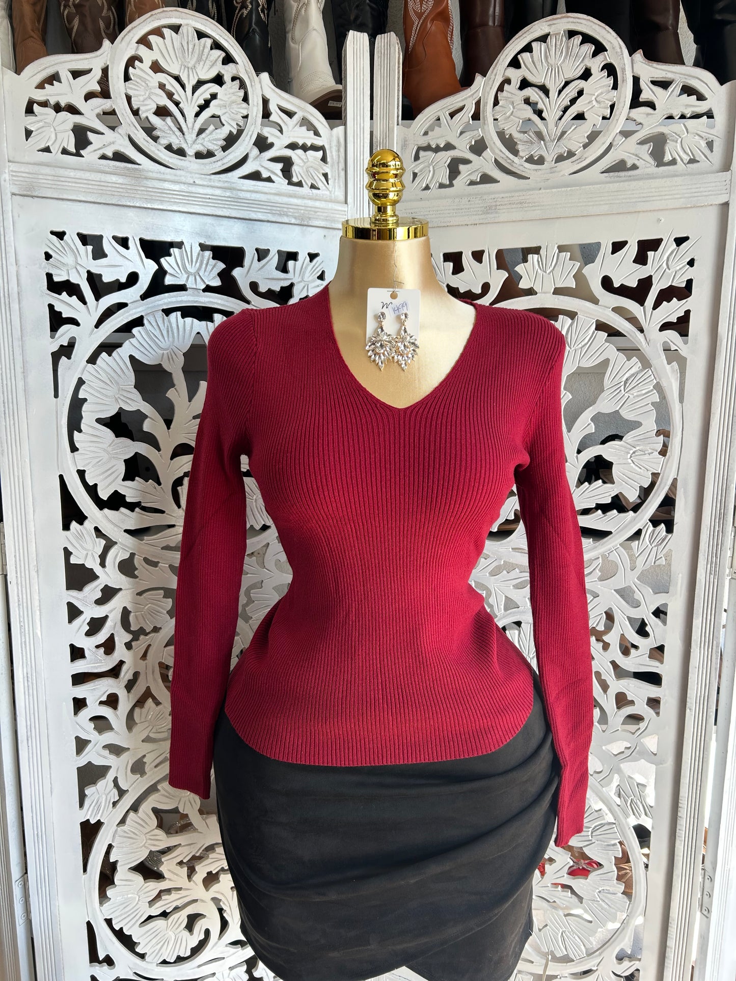 Ribbed warm soft long sleeve top