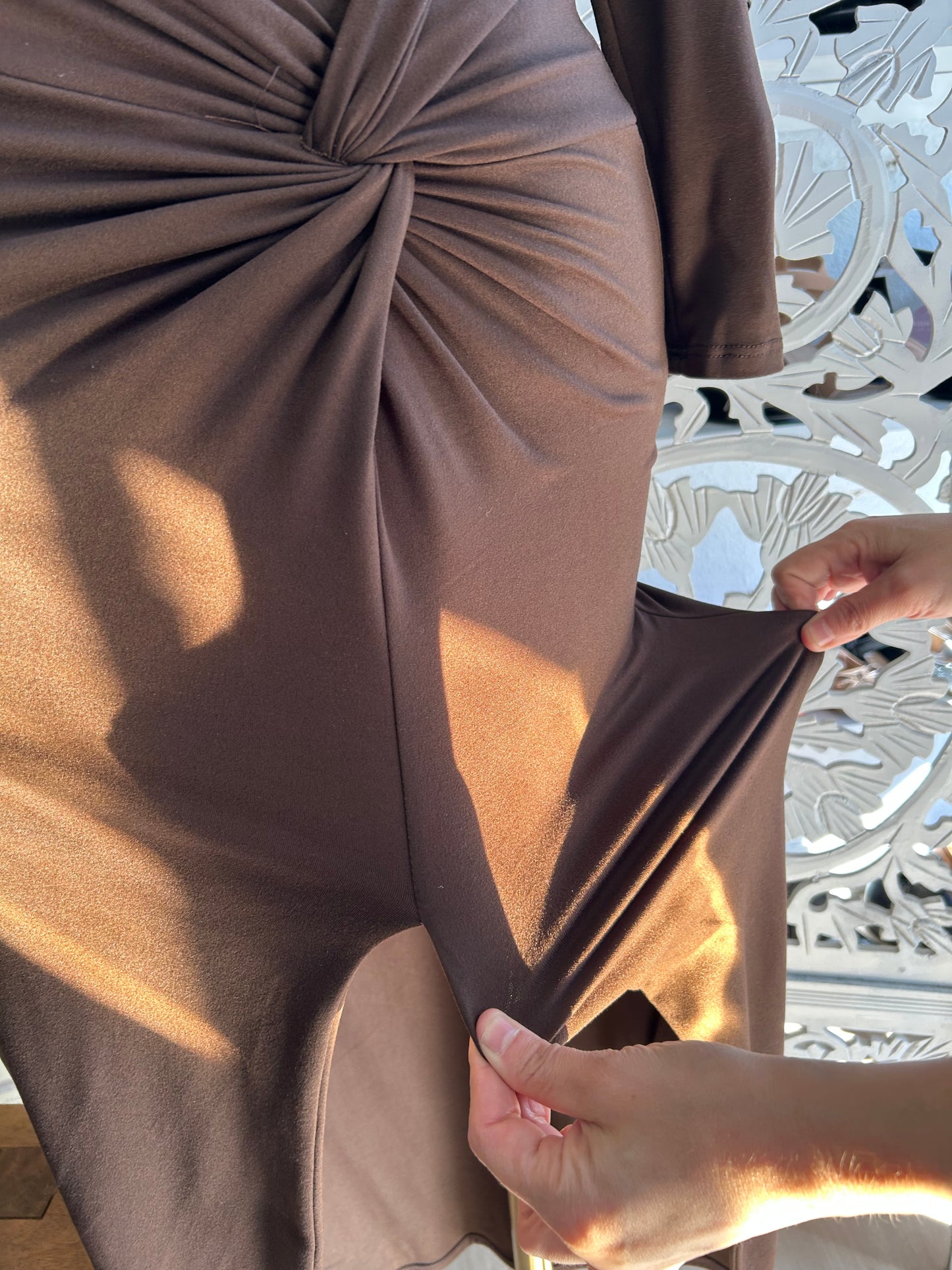 Formal cotton wrap dress (size up)