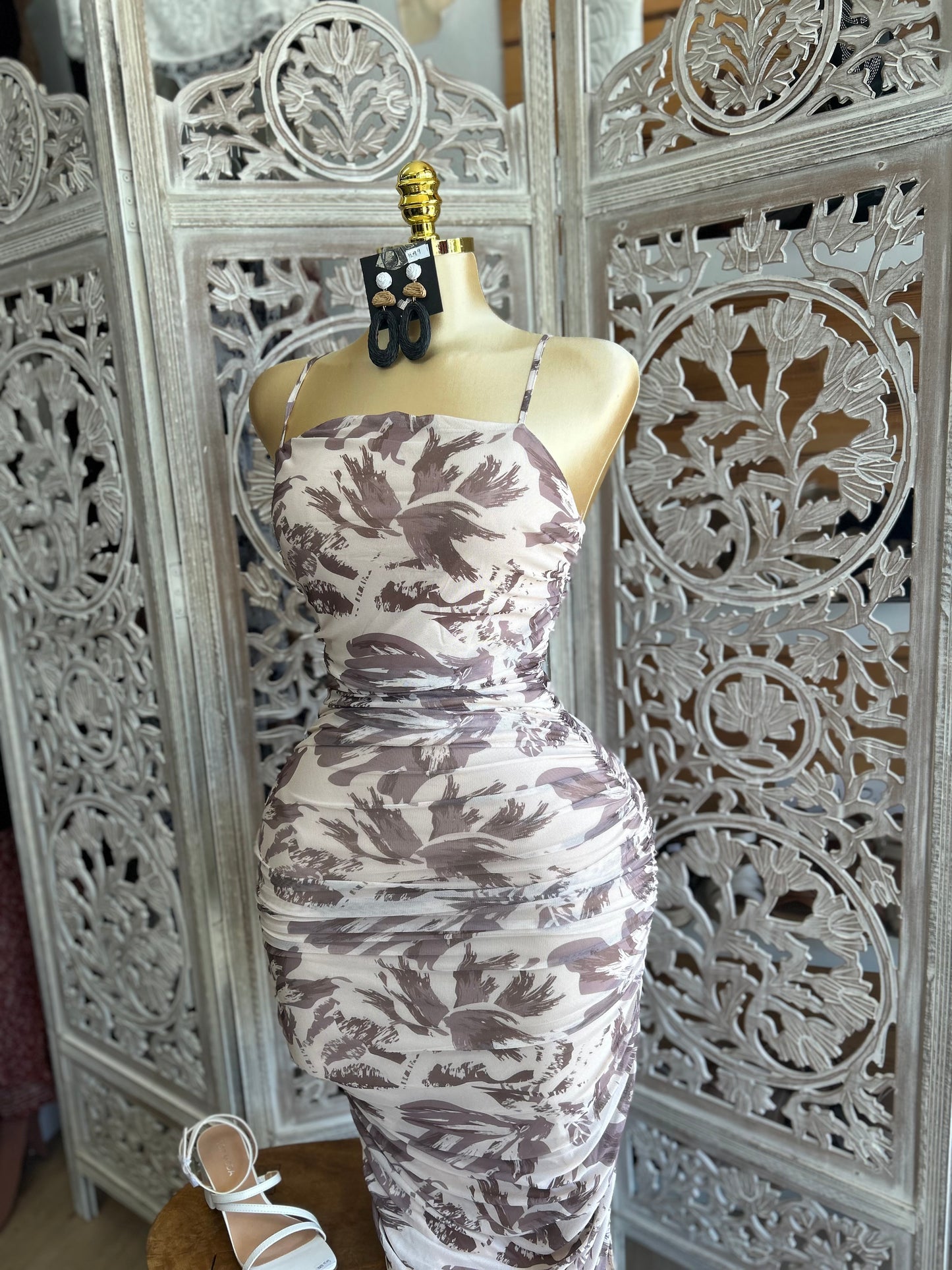 Mesh strap flower dres