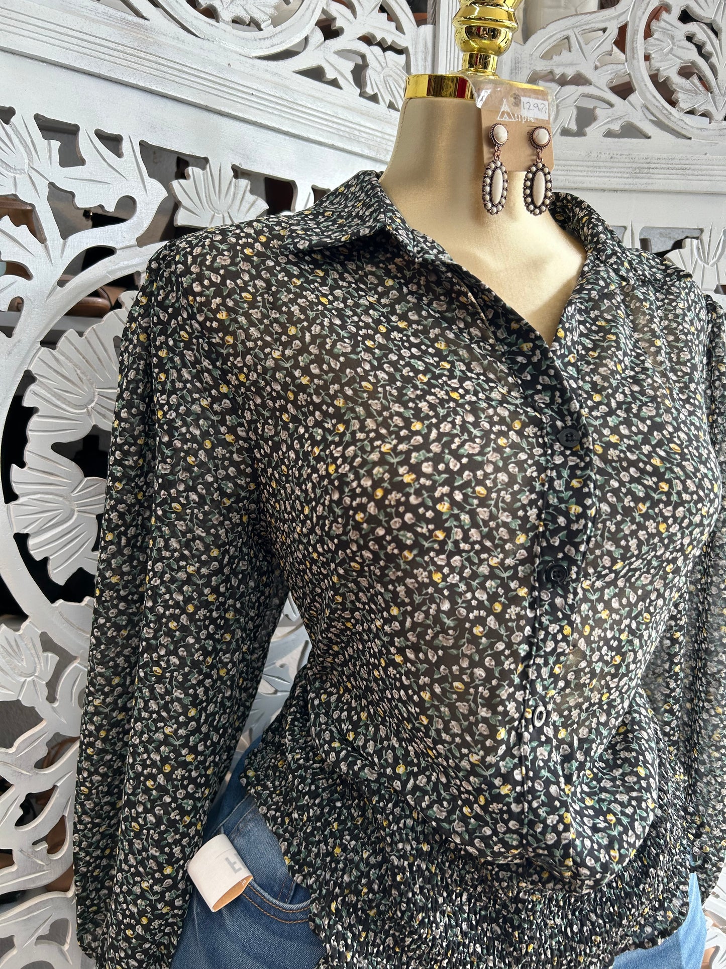 Flower print button shirt