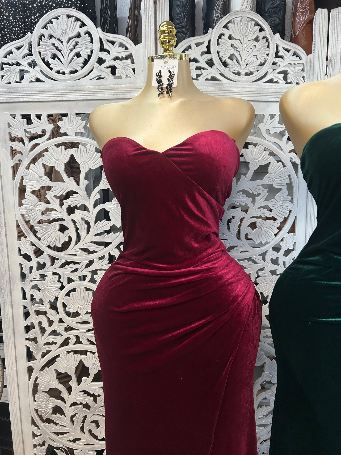 Formal velvet wrap dress