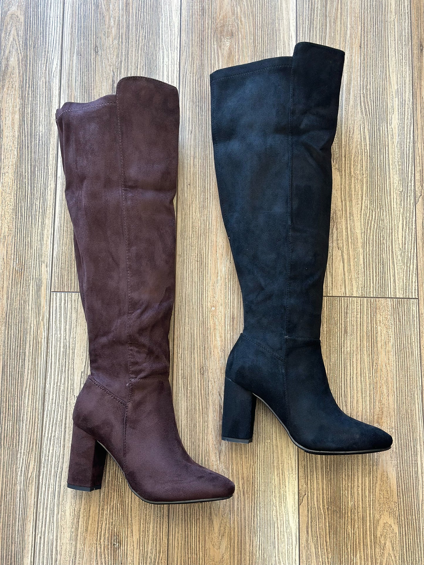 Wide calf suede boots