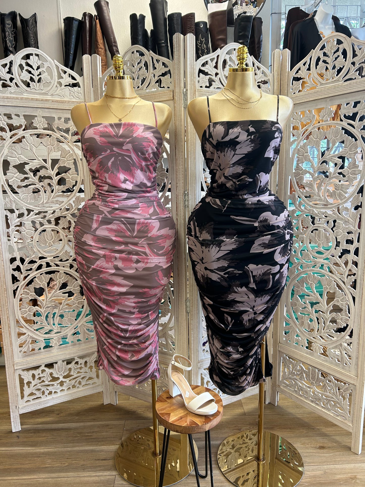 Mesh strap sexy dress