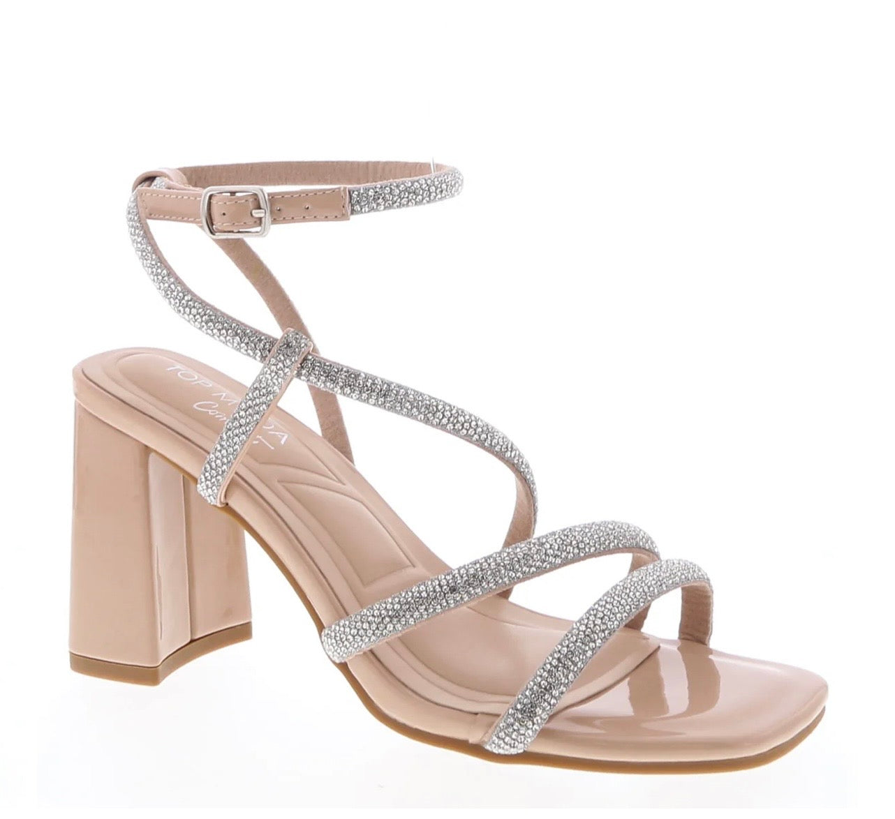Alison rhinestone, block high heels