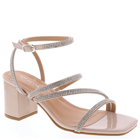 Wide fit low toe cross heels