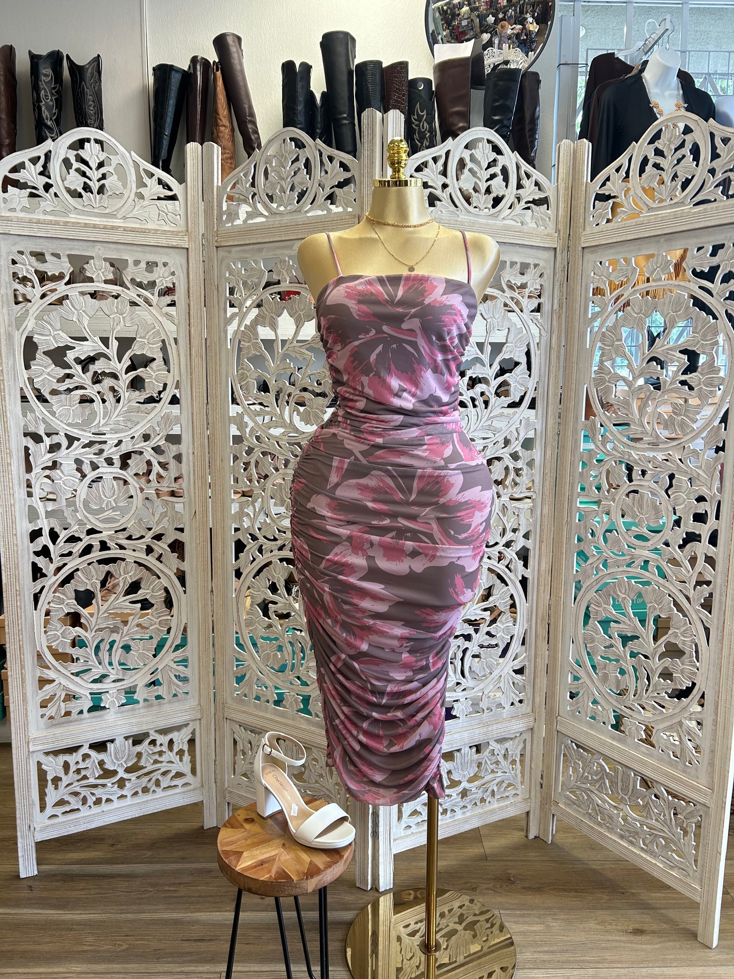 Mesh strap sexy dress