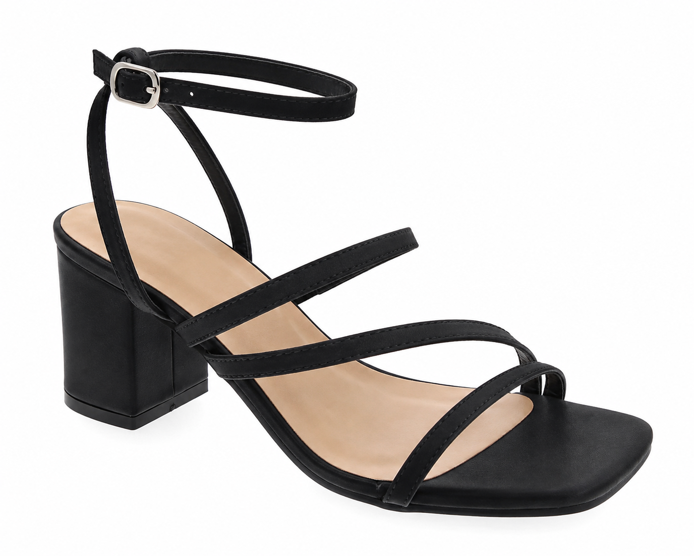 WIDE FIT black suede low toe cross heels