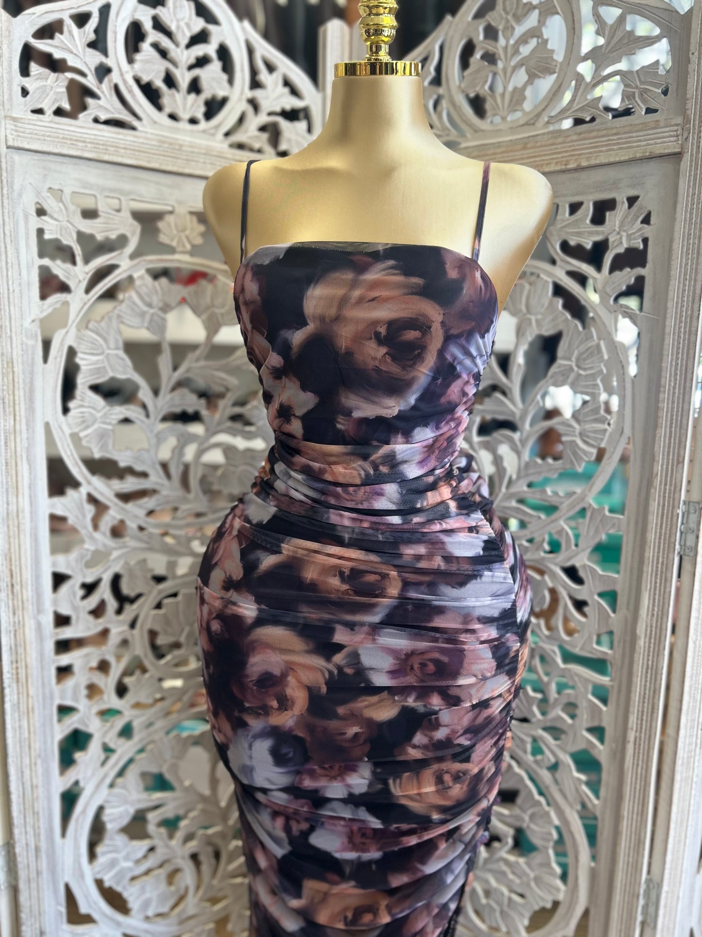 Mesh strap sexy dress