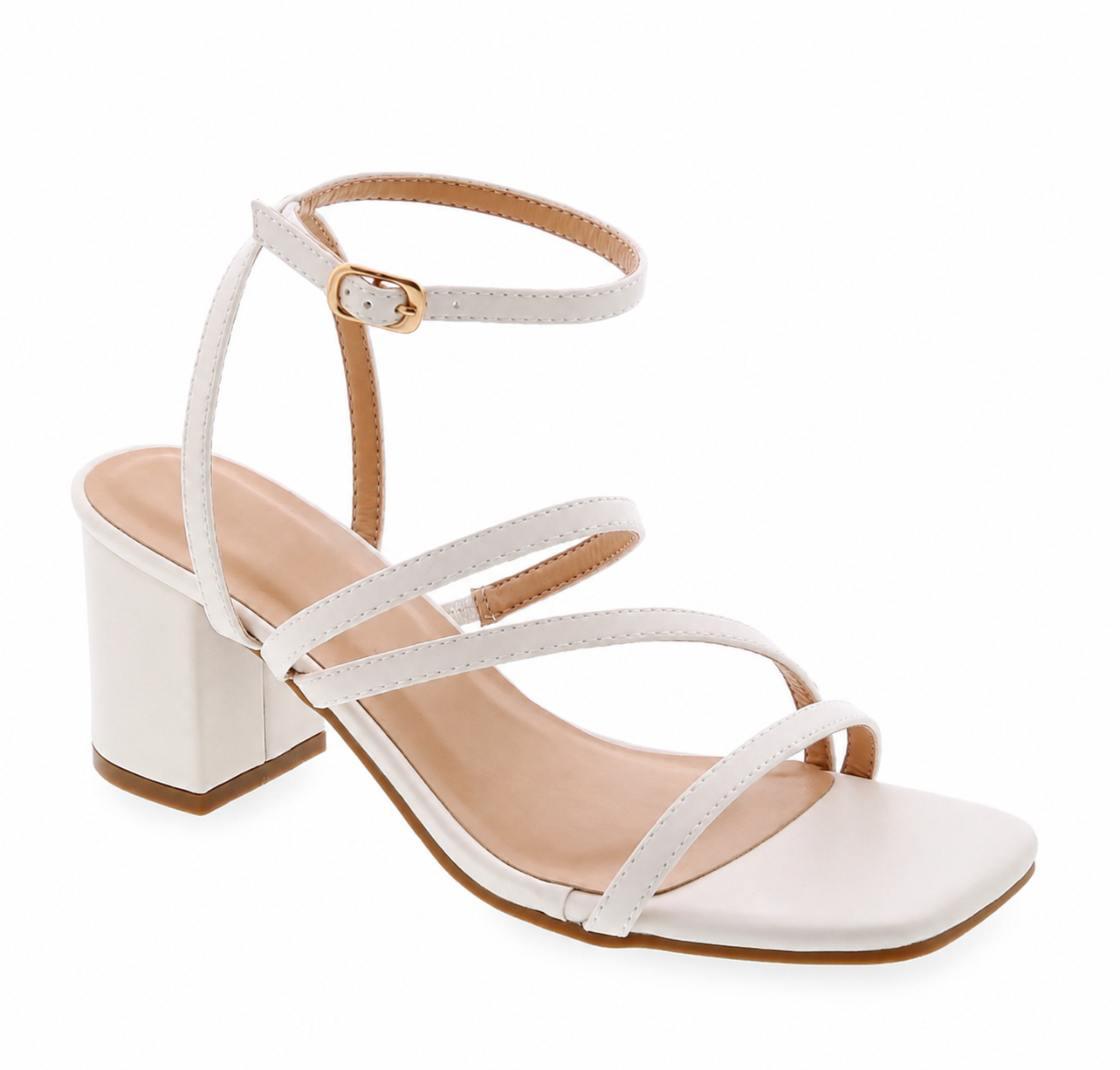 WIDE FIT white low toe nude cross heels