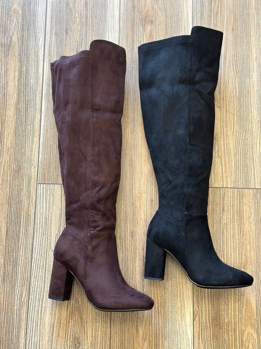 Wide calf suede boots