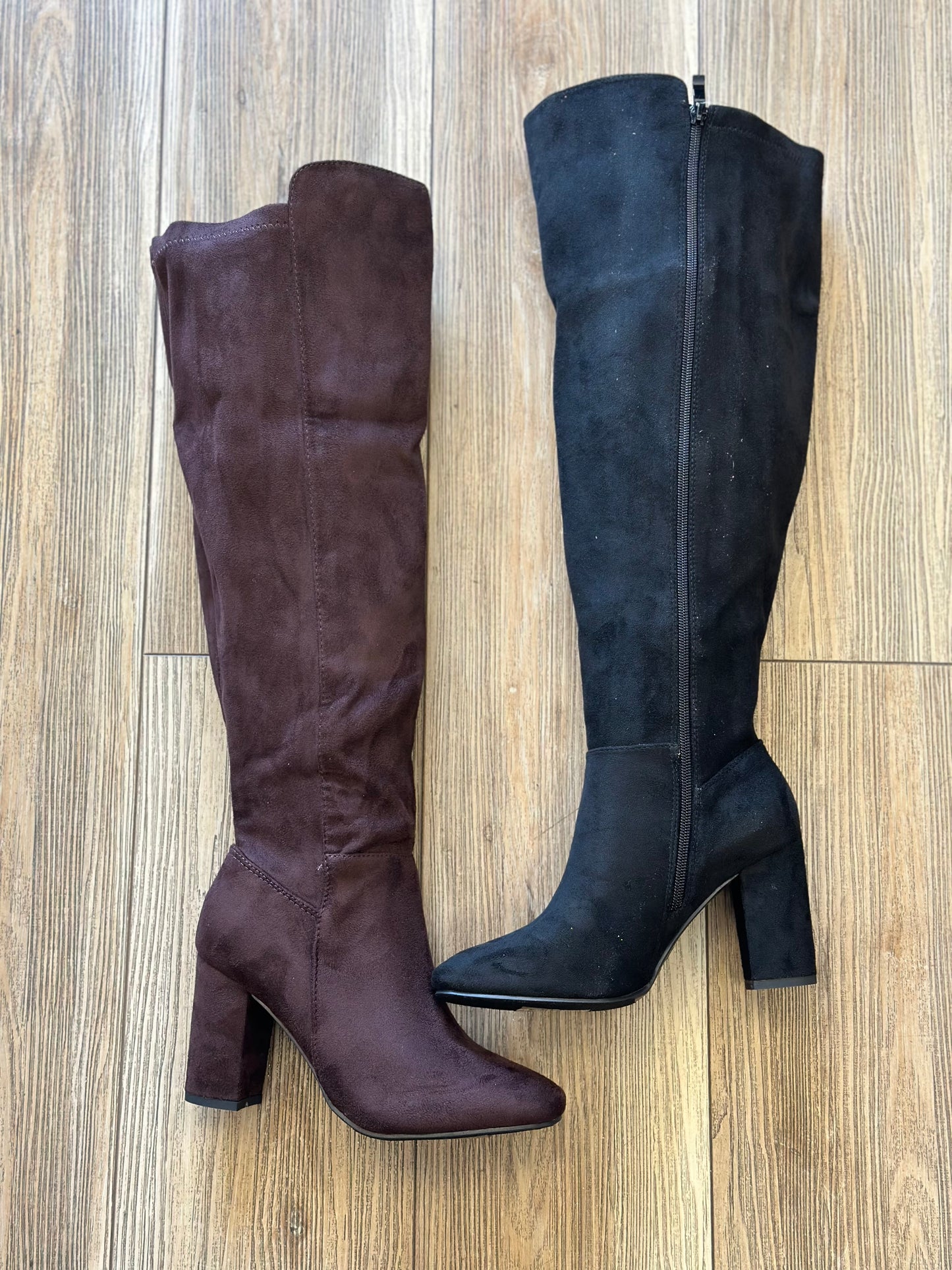 Wide calf suede boots