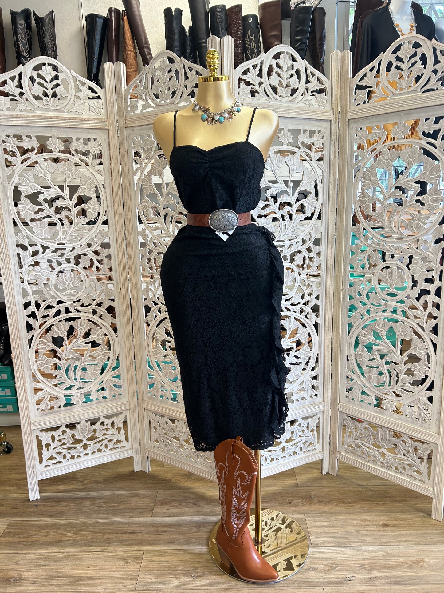Mesh strap lace sexy dress