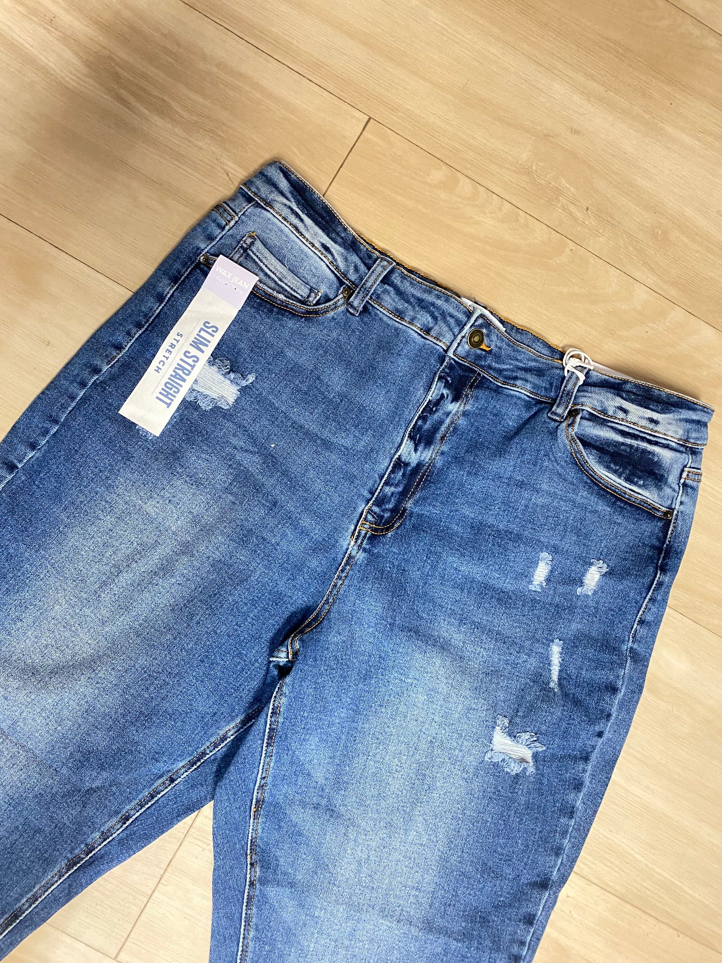 High rise slim straight jeans