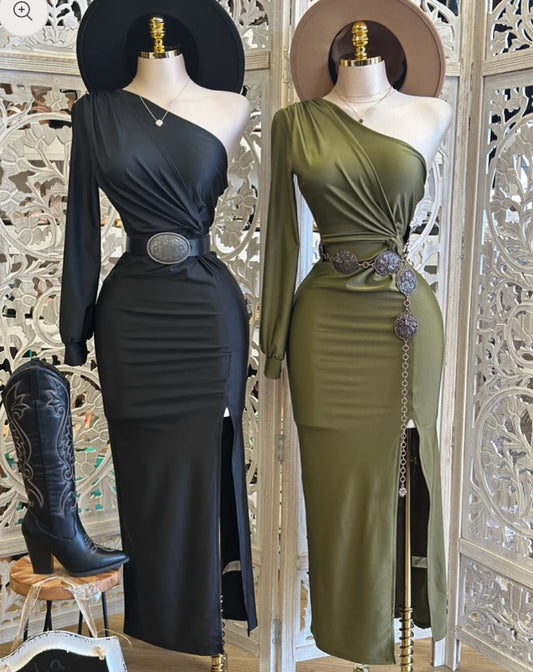 One sleeve formal dress RUNS SMALL