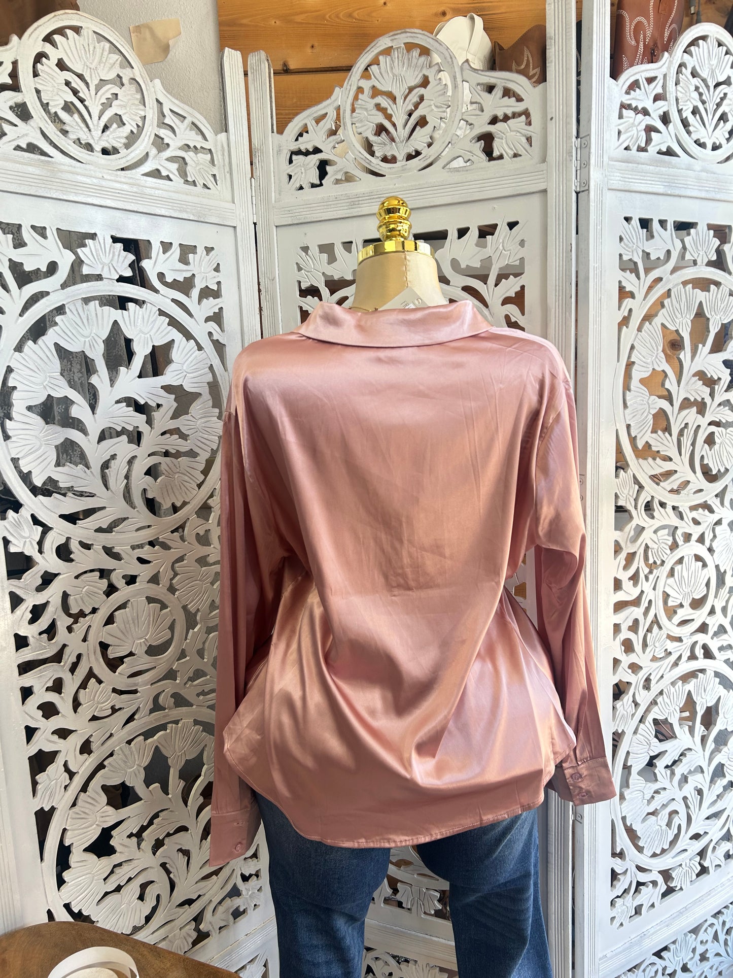 Satin button up shirt