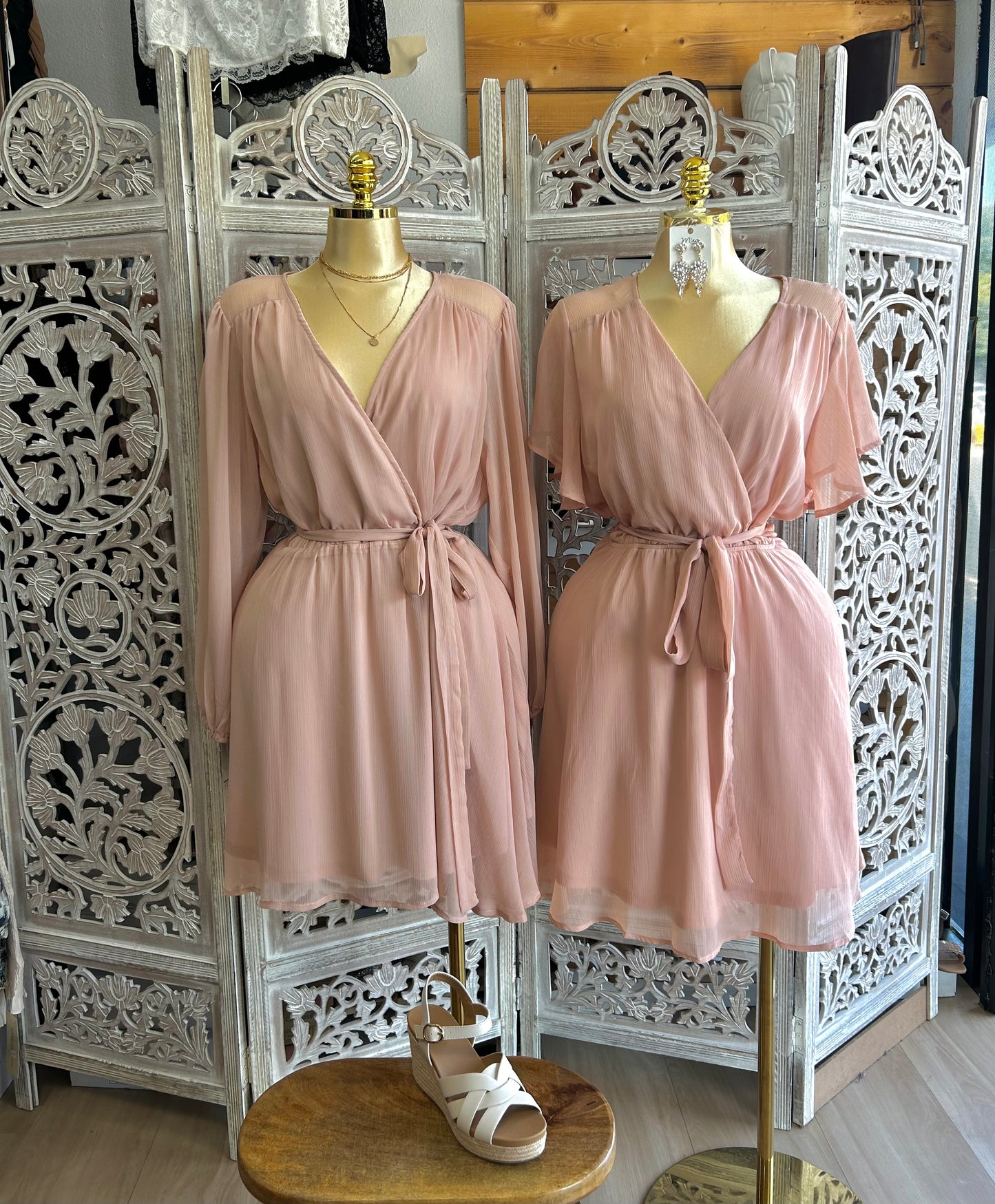 flowy pink sleeve dress