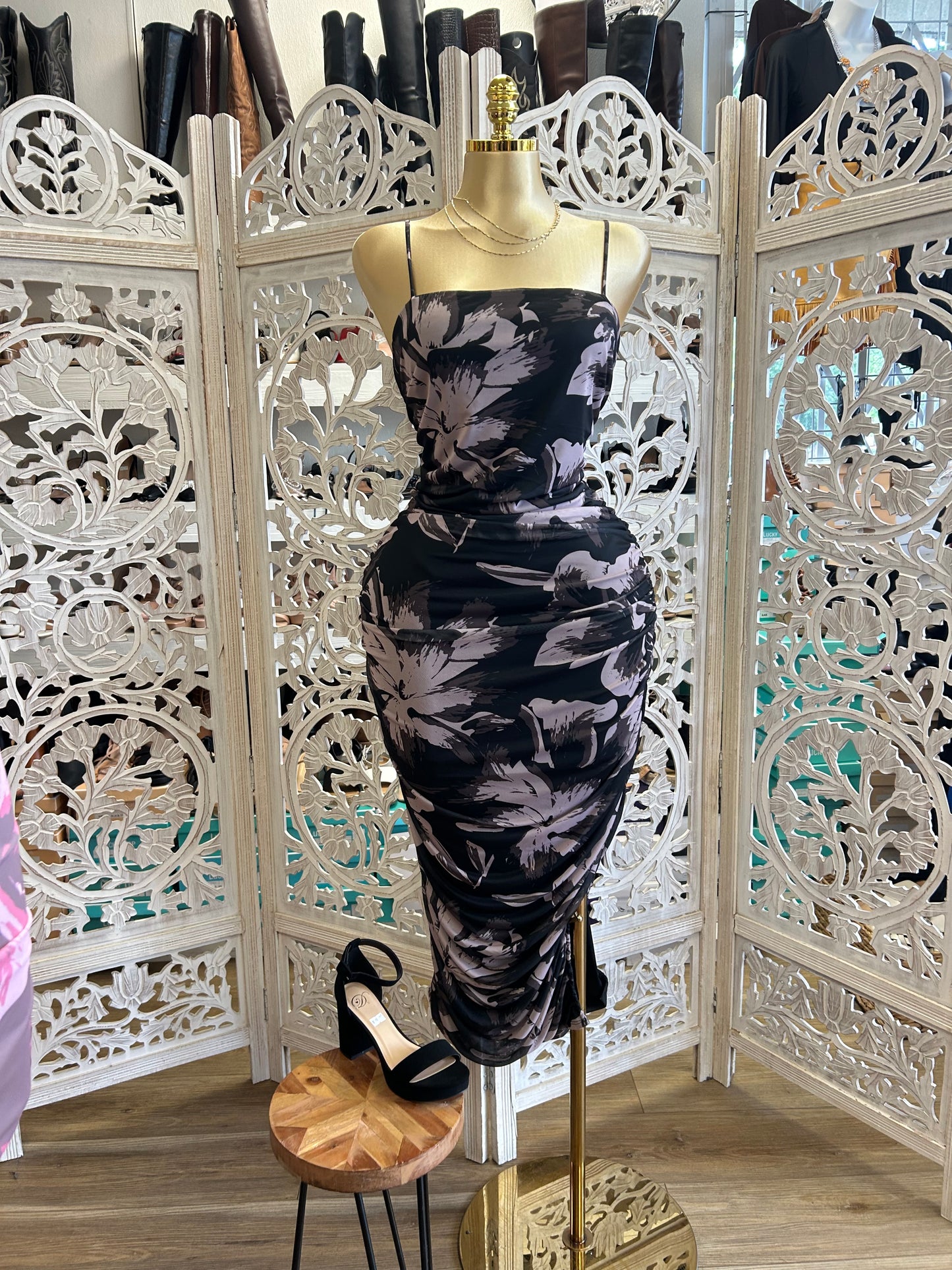 Mesh strap sexy dress