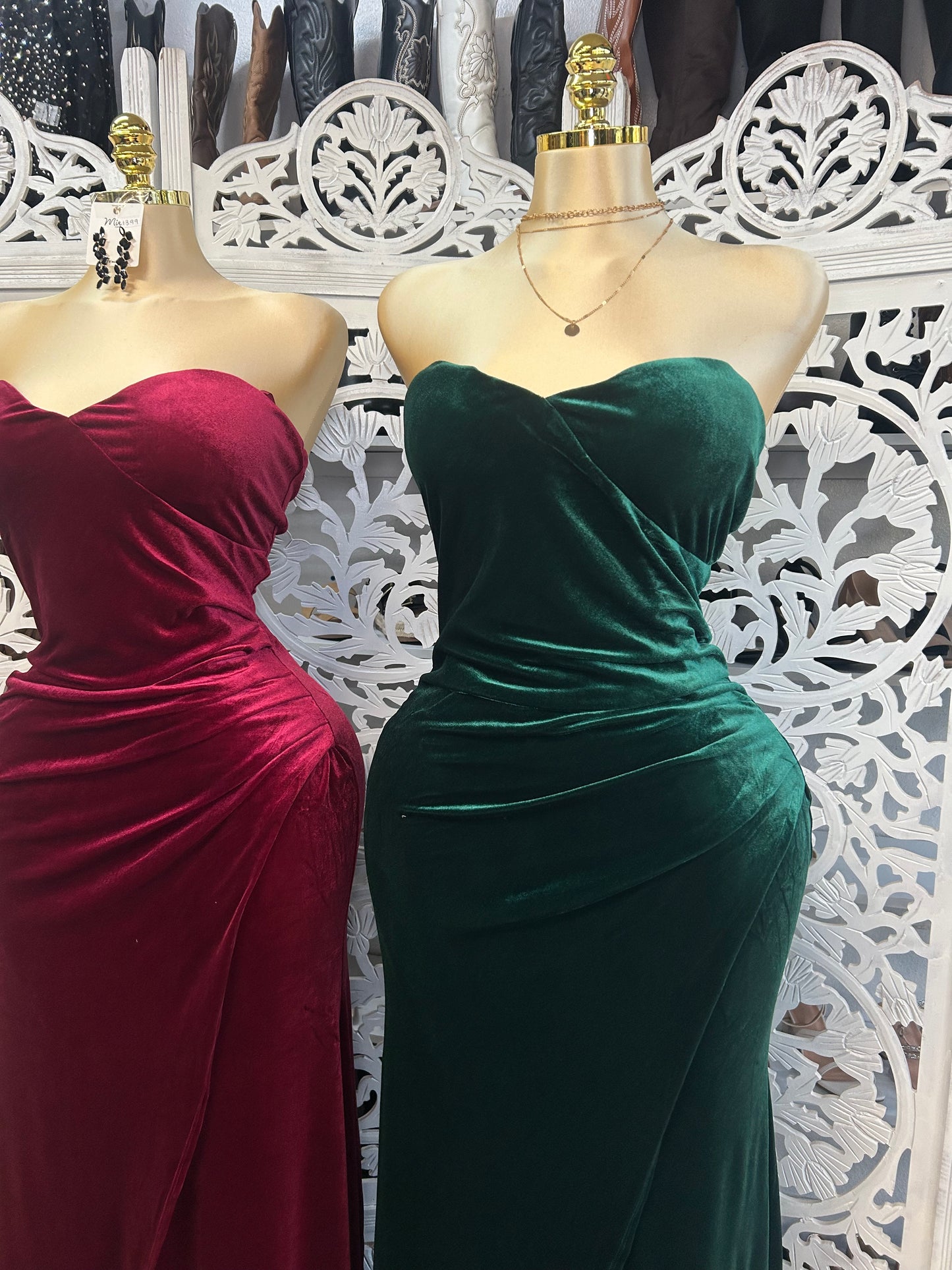 Formal velvet wrap dress