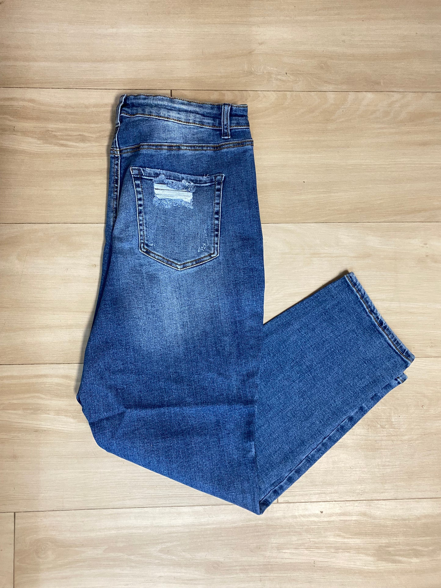 High rise slim straight jeans