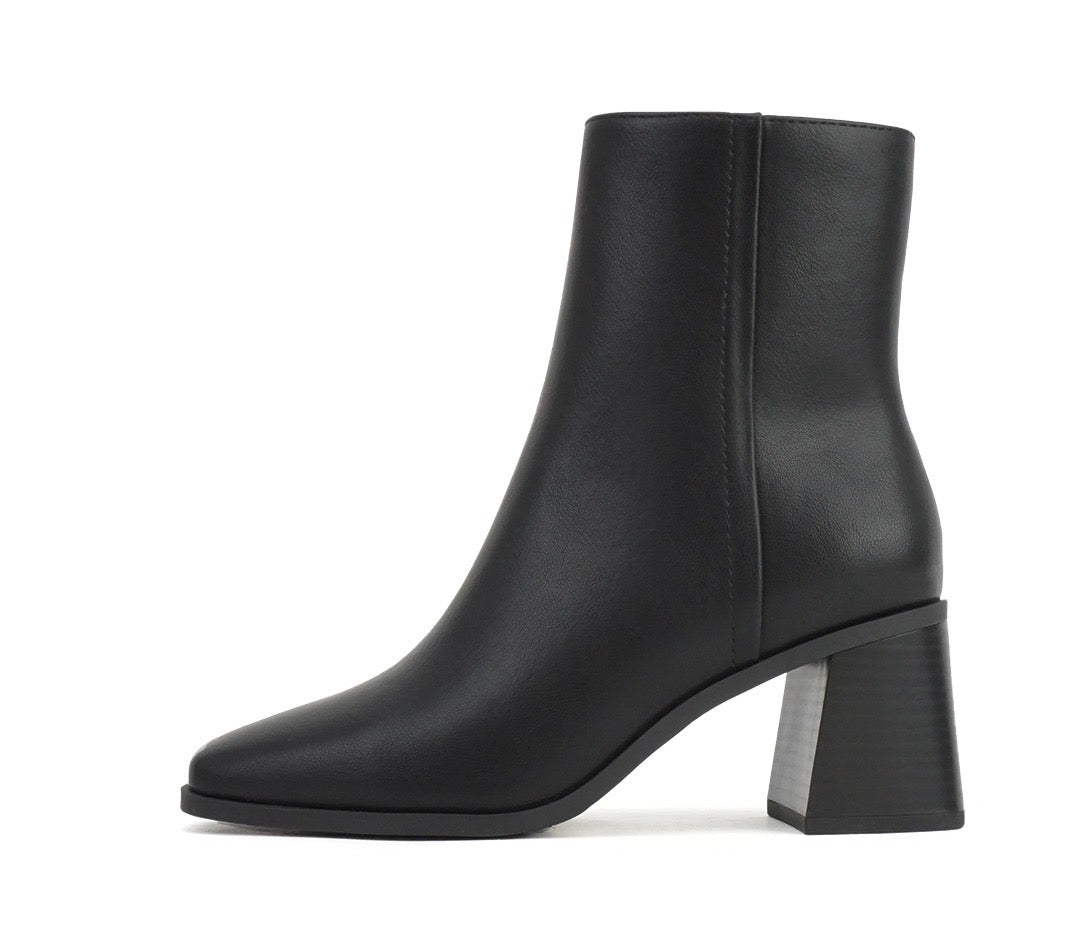 Square leather booties