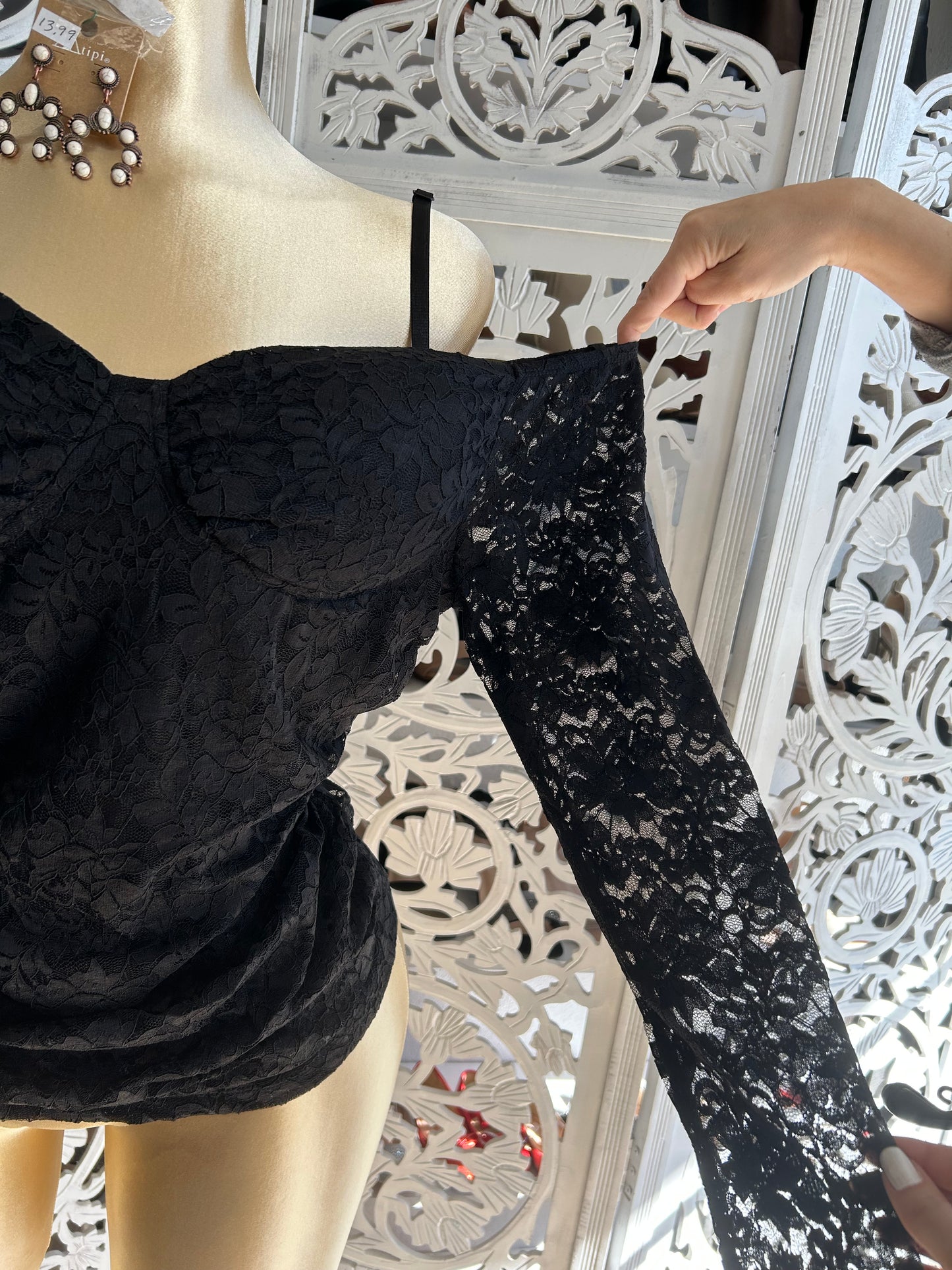 off the shoulder lace shirt (runs small)