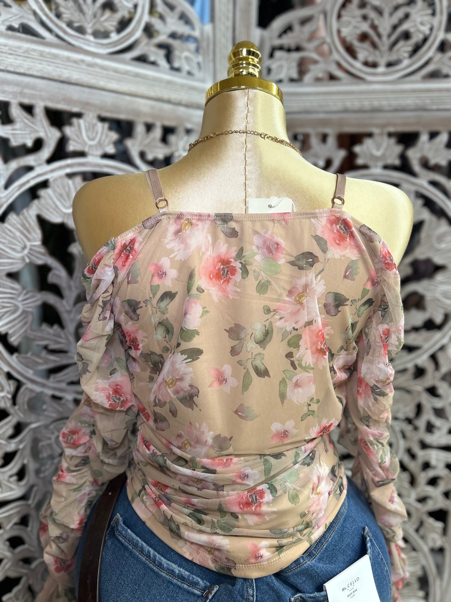 Flower mesh shirt (size up )