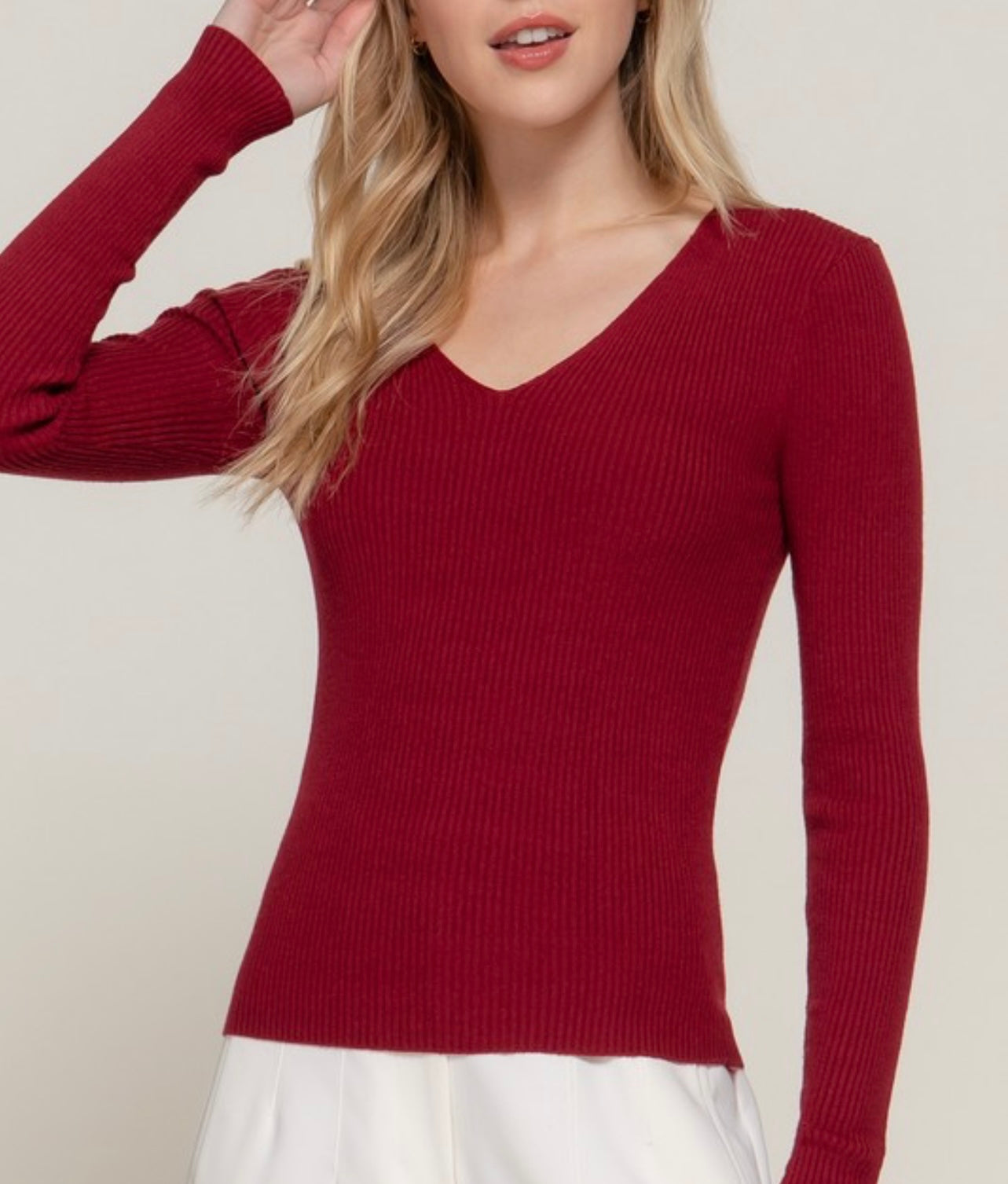 Ribbed warm soft long sleeve top