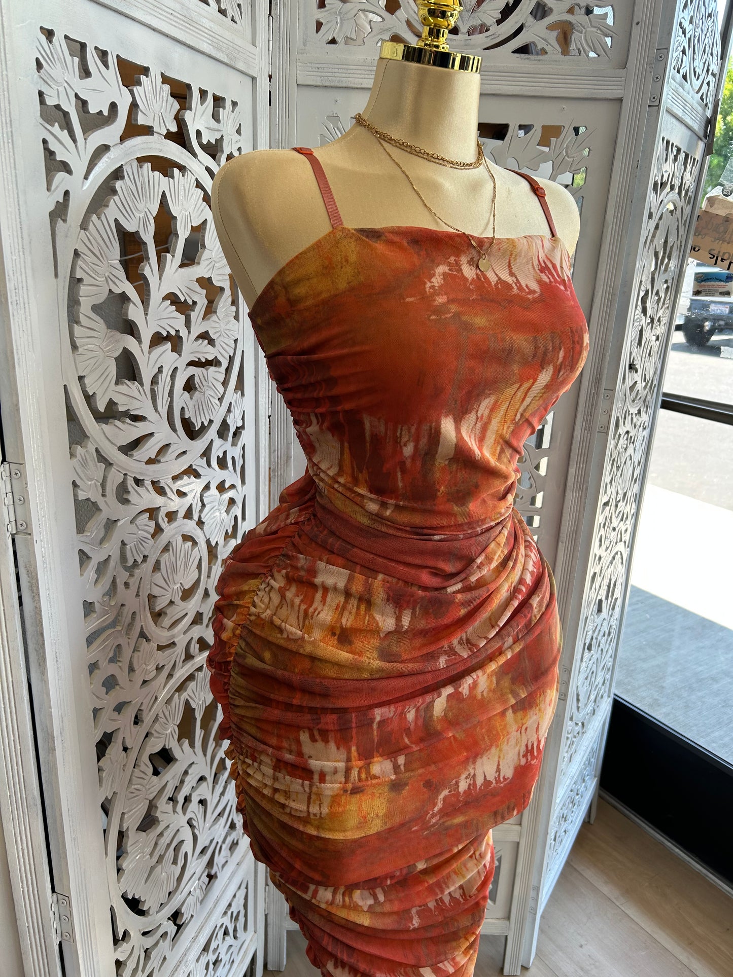 Mesh strap sexy dress