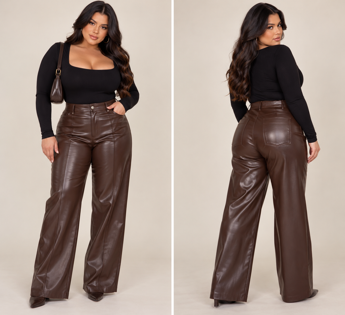 Plus size leather flare pants
