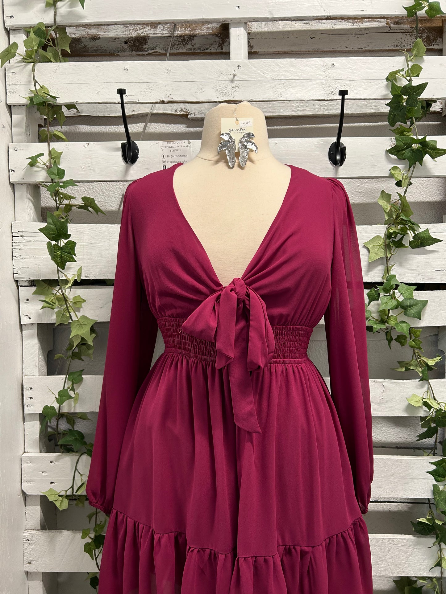 Bow tie long sleeve mini dress