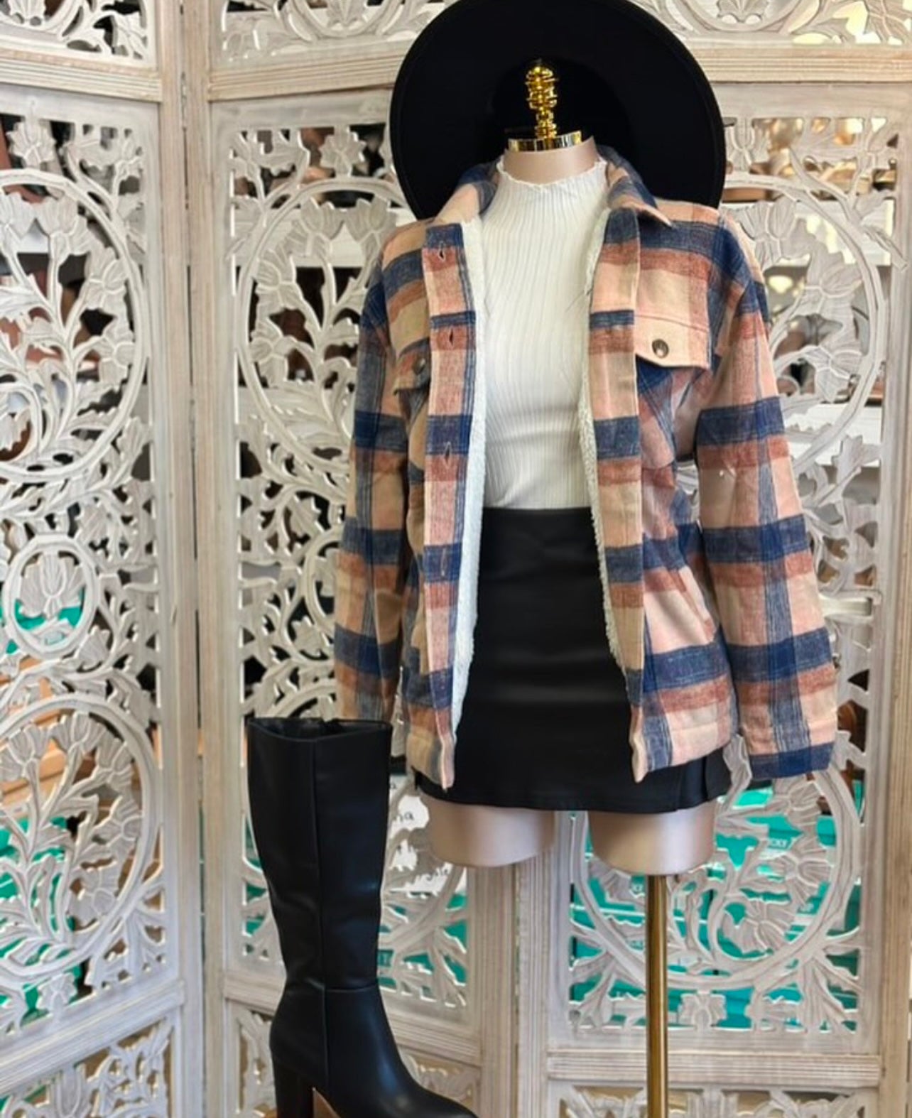 Sherpa plaid jacket