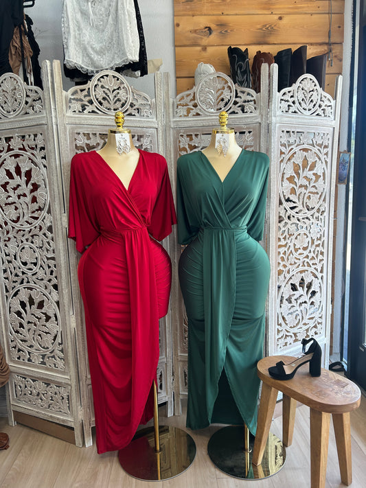 Cross over long dress