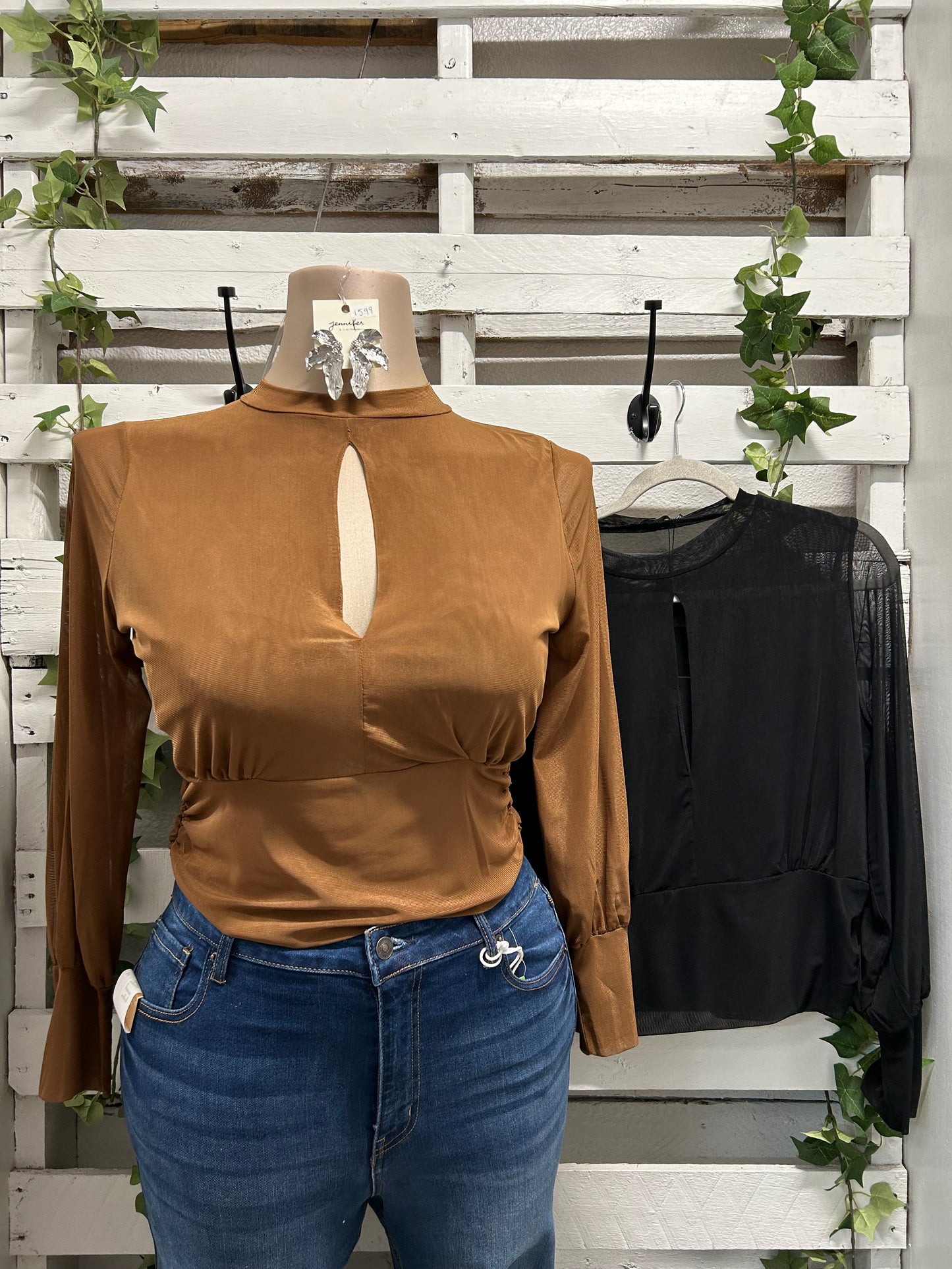 Long sleeve mesh top