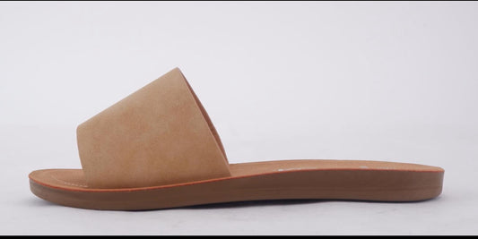 Wide fit one strap tan sandals