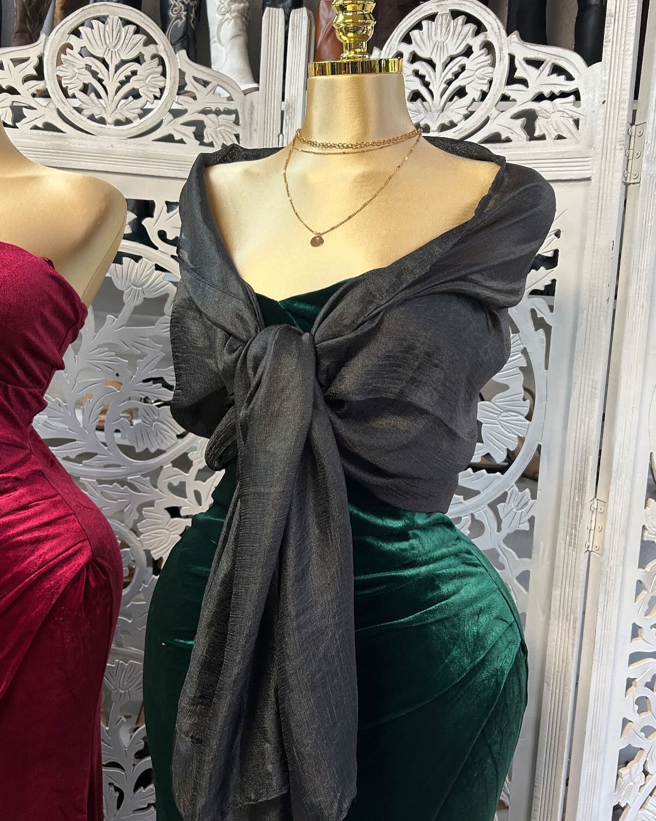 Formal velvet wrap dress