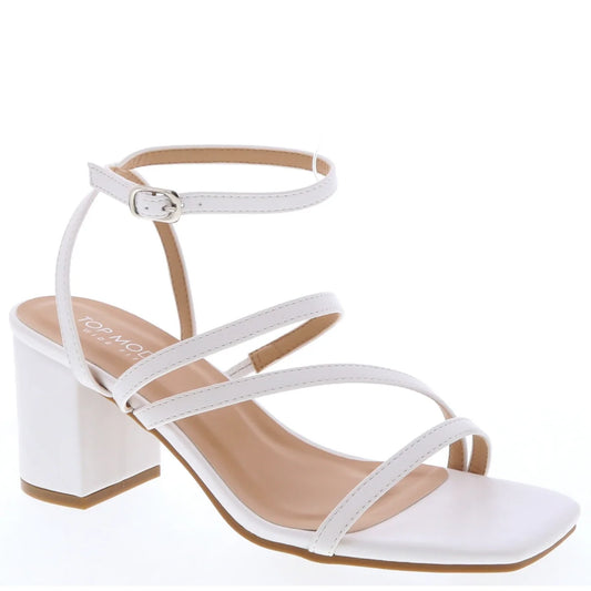 Wide fit low toe cross heels