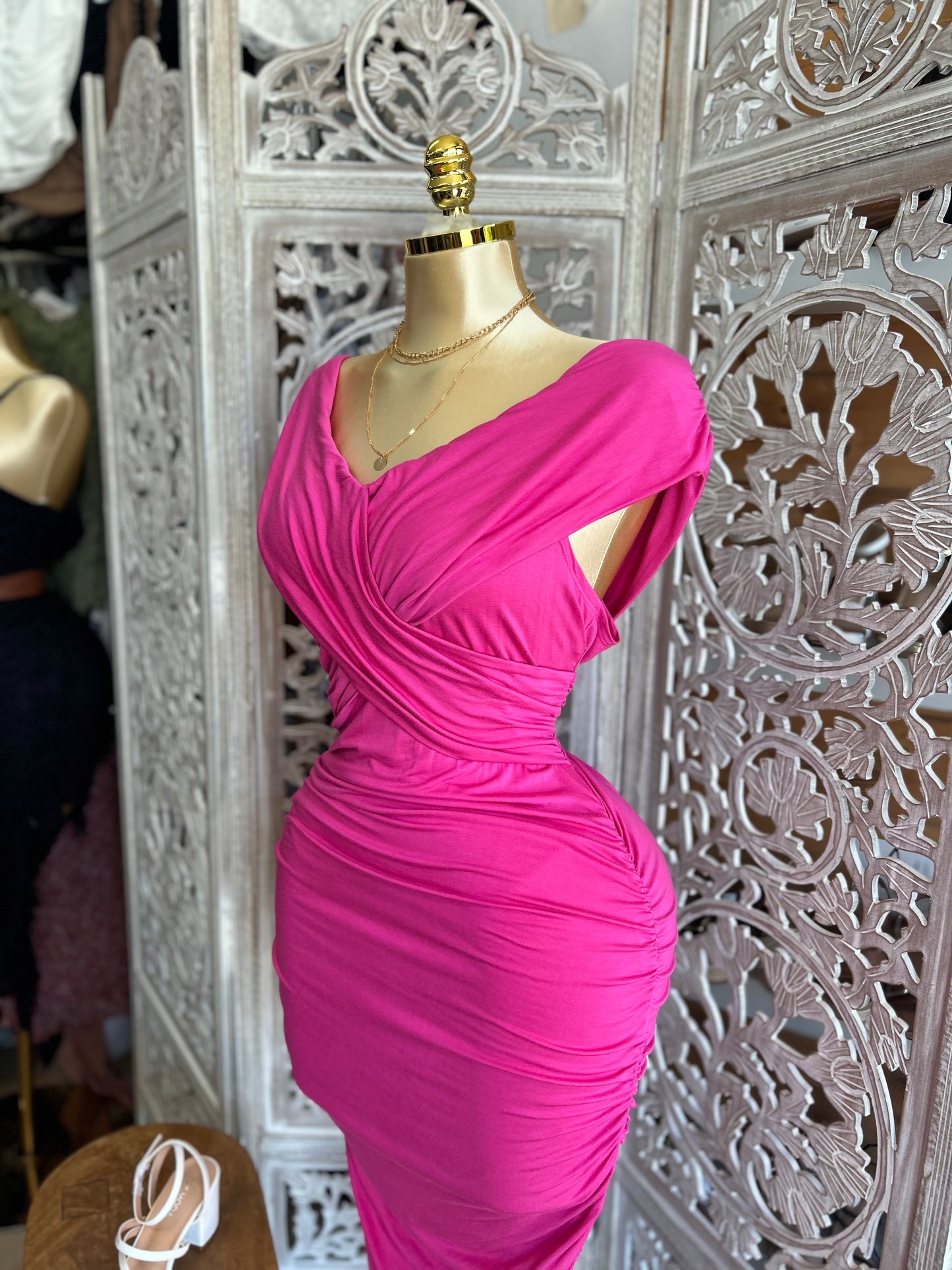 cross over short sleeve dress