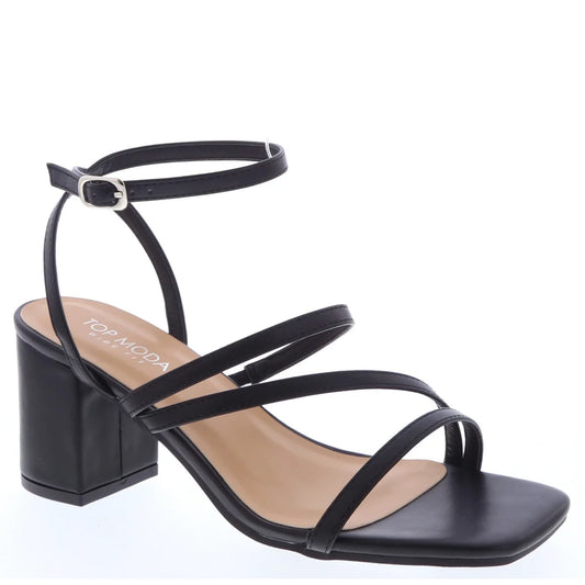 Wide fit low toe cross heels