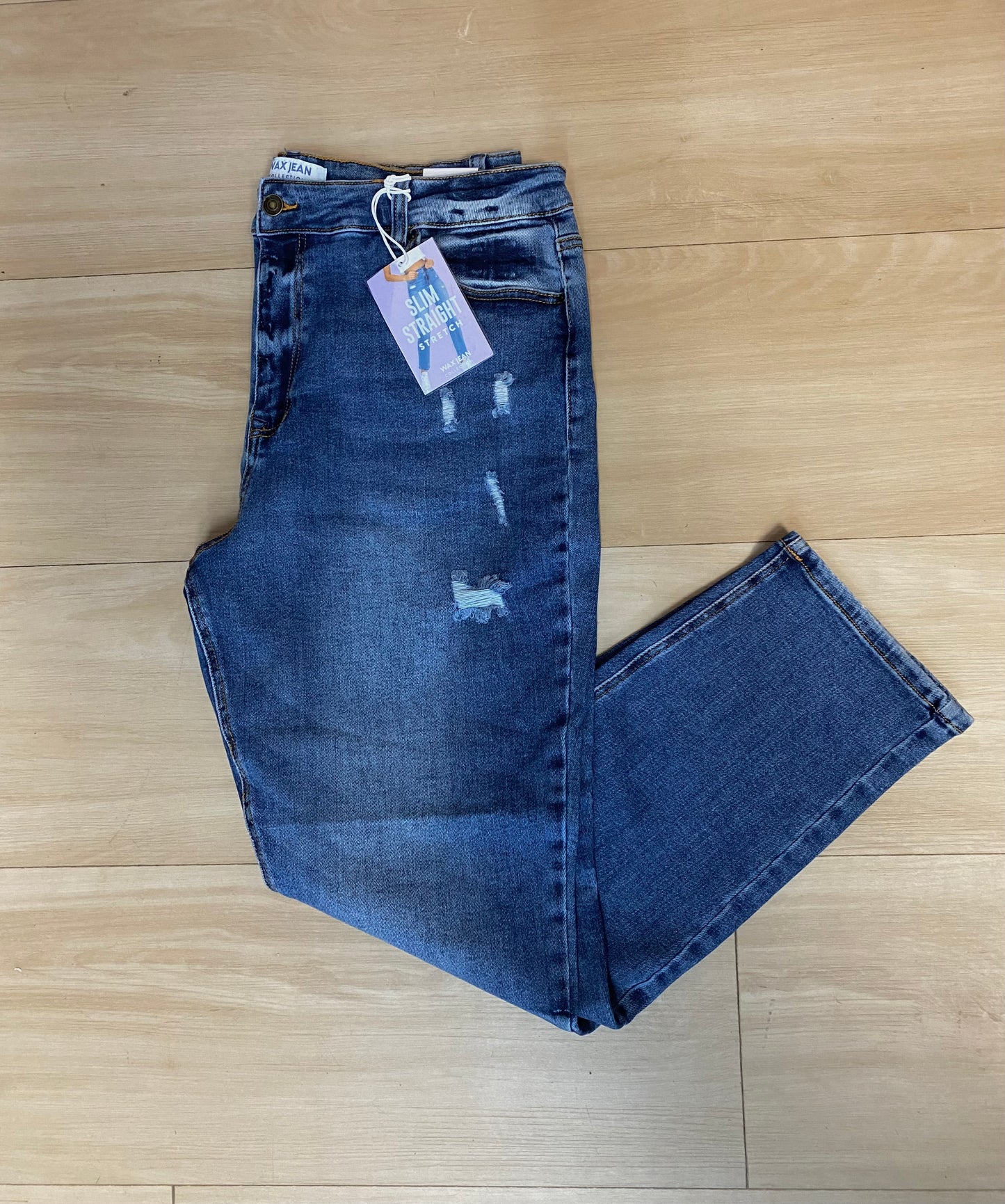 High rise slim straight jeans