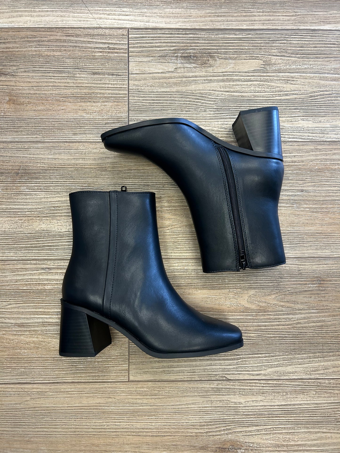 Square leather booties