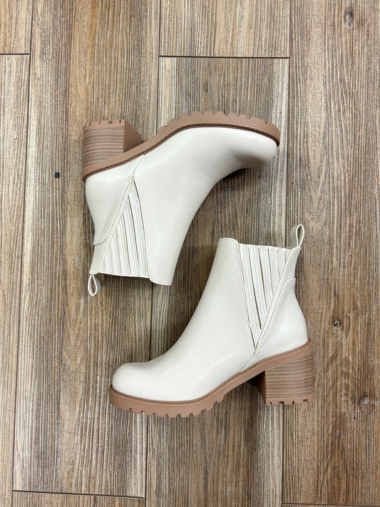 White leather boots