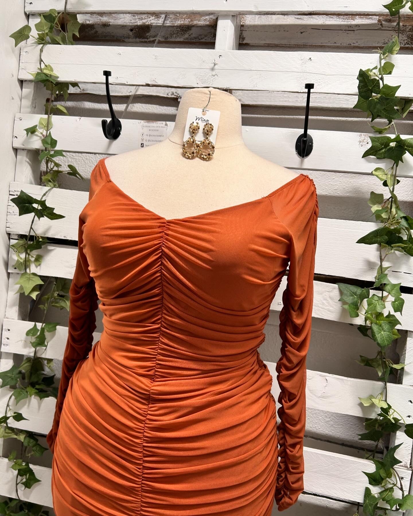 Mesh long sleeve body con dress