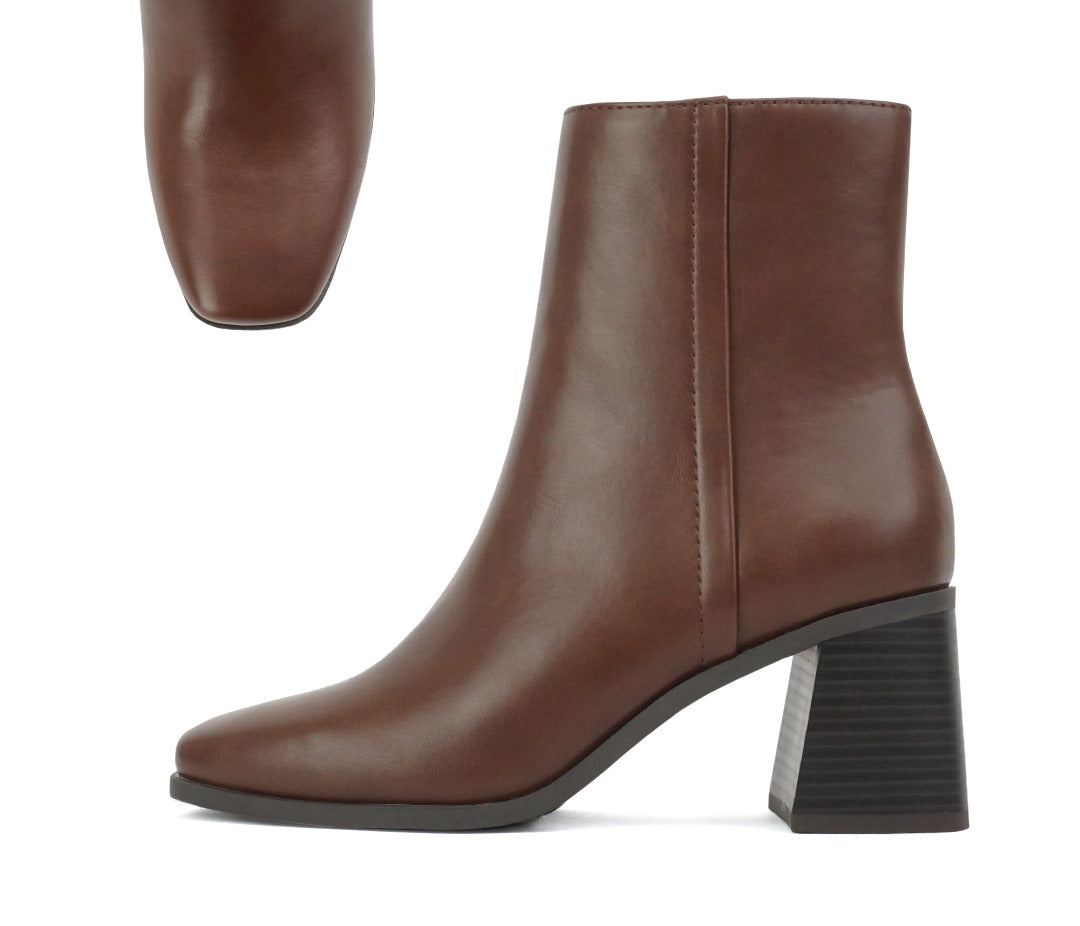 Square leather booties