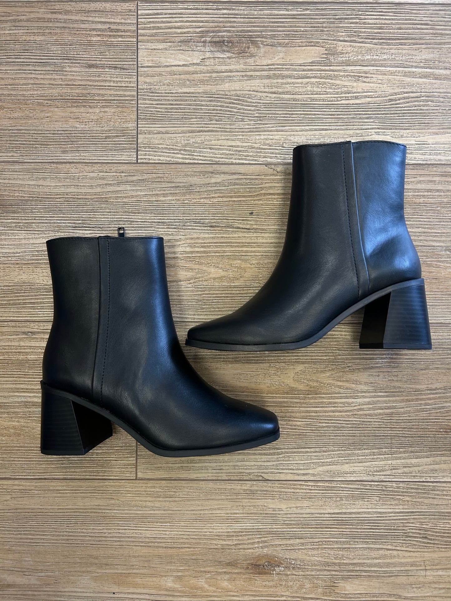Square leather booties