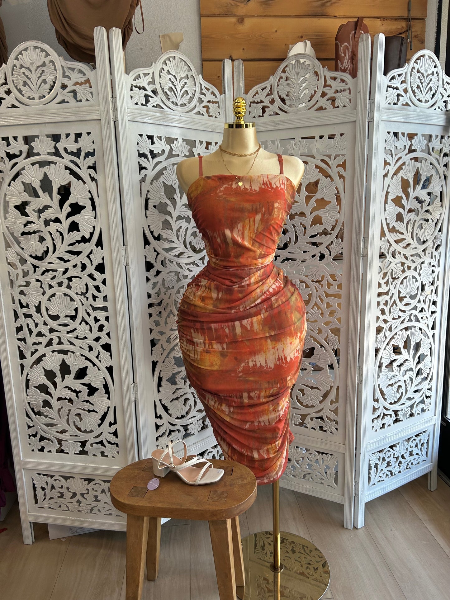 Mesh strap sexy dress